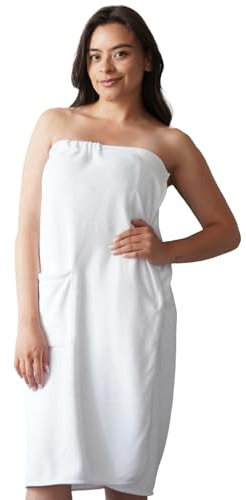 Efforest Bademantel Damen Saunahandtuch Badeponcho - Morgenmantel Damen Leicht Saunakilt - Großes Badetuch Handtuchkleid mit Druckknöpfen - Sauna Frottee Tuch (Size: 36-44)