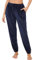 Lovasy Pantaloni del Pigiama Donna in Pile Pantaloni Lunghi Morbidi e Caldo Pantaloni da Notte con Tasche per Casa Casual,A Blu marino,XXL