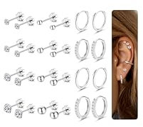 Adramata 12 Paar Ohrstecker für Damen - Gold Silber Creolen Klein Chirurgenstahl Set - Tragus Helix Piercing Ohr