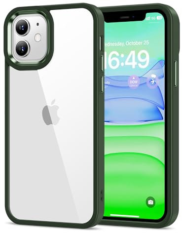 HOOMIL Crystal Clear Hülle für iPhone 11, [Anti Gelb] [Militärisch Stoßfest] Transparent Rückseite Schutzhülle - Dunkelgrün