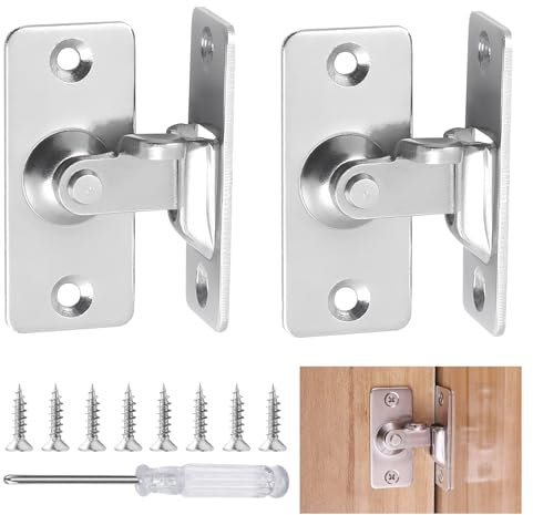 OT-NVWOZR 2 Stück Türriegel Set, 90 Grad Rechtwinklig Türschloss mit 8 Schrauben & Schraubendreher, 304 edelstahl schieberiegel haushaltszubehör für Holzzaun Tür Fenster (Silber)