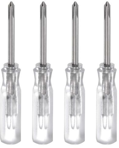 sourcing map 4Pcs PH0 Mini Phillips Screwdriver 2mm Magnetic Cross Head 45mm Length for Small Appliances Repairs, Transparent