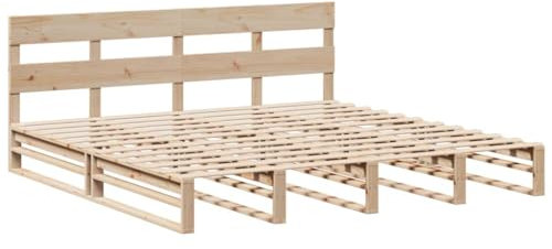 vidaXL Massivholzbett, Holzbett Bett mit Kopfteil, Bettgestell Bettrahmen mit Lattenrost, Doppelbett Palettenbett für Schlafzimmer, 180x200cm Kiefer