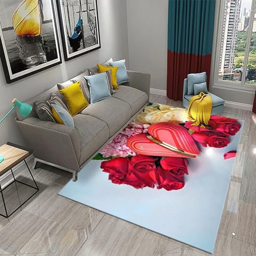 Alfombra 3D Coloridas Flores De Rosas Botánicaspara Niños Alfombra Game Rug De Pelo Corto Alfombra De Habitación De Niño Alfombra De La Sala De Estar Salón Cocina Pasillo Rug 200 X 300 Cm / -7N2P6L2