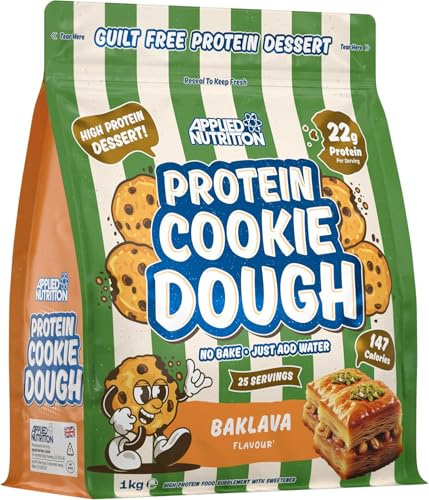 Applied Nutrition Protein Cookie Dough 1kg – High Protein Snack, Over 22g of Protein Per Serving, Ready-to-Eat– Low Calorie, Healthy Treat (1kg – 25 Servings) (Baklava)