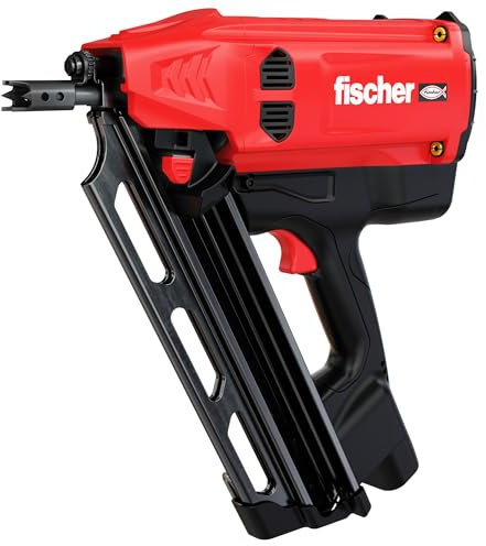 fischer 571811 FGW 90F Pro Gas Framing Nailer, Nail Gun, 2 Batteries Inc, Red & Black