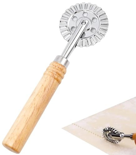 WOLMIK Pasta Cutter Wheel Ravioli Cutter Wheel with Roller Pizza Cutter Wheel Dumpling Lace Making Zinc Alloy Noodle Making Cutter for Kitchen