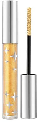 Glitzer Wimperntusche, Glitter Schimmer Farbige Wimperntusche für Wimpern,Glitter Diamond Mascara, Langlebige Wasserdichte Perlglanz-Wimperntusche für extremes Volumen&Lange Wimpern (Gelb, 5g)