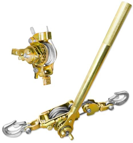SENKEYFE Come Along Seilwinde Abzieher 3T 3 m, Seilzug Seilzug mit 2 Haken, Komm Along Tool Heavy Duty, Ratschenabzieher zum Heben, Ziehen, Baugebäude
