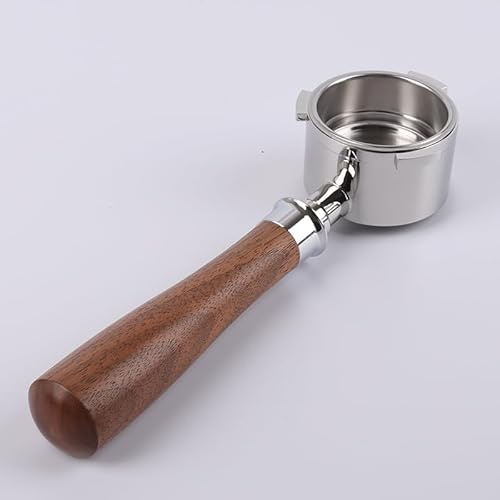 CAPFEI Bodenloser Siebträger 51mm nur kompatibel mit DeLonghi Dedica EC680/EC685/EC885 mit 3 Ohren | Filter Basket 0.3mm Pores | Griff aus Walnussholz