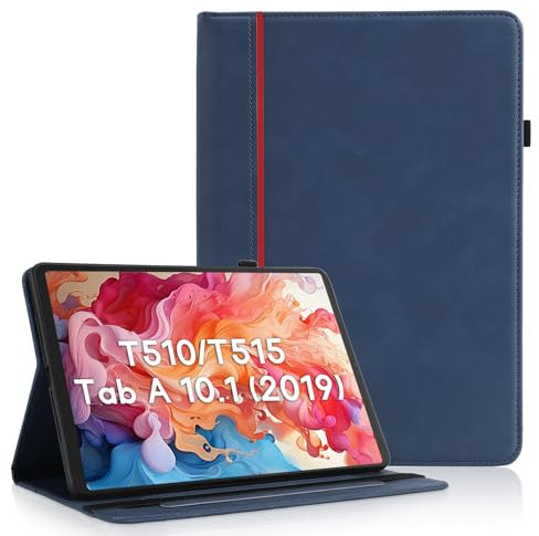 AsWant Custodia per Samsung Galaxy Tab A 10.1 Pollici 2019 (SM-T510/T515), Ultra Sottile con Portapenna Galaxy Tab A Case Auto Sonno/Veglia, Blu