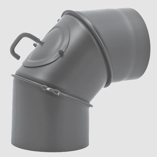 Ofenrohr Winkel drehbar 0-90 Grad, 3-teilig mit Drosselklappe und Tür, Durchmesser 120 mm gussgrau
