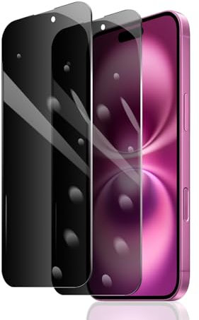 Fylnatc 2 Stück Sichtschutz Schutzfolie für iPhone 15 Plus/15 Pro Max/16 Plus, Anti-Spy Panzer Schutz Glas, Anti-Spionage Panzerfolie, Display Sichtschutzfolie aus gehärtetem Glas, Privacy Schutzglas