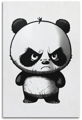SFXHHWG Cartoon-Stil, wilder Panda-Illustration, Tierposter, exquisit, modern, dekoratives Gemälde für Wohnzimmer, Schlafzimmer, Leinwand, Wandkunstdruck, Bild, 20 x 30 cm