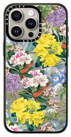 CASETiFY Compact Schutzhülle für iPhone 15 Pro Max [2 x Falltest in Militärqualität/1,2 m Fallschutz] - Tropical Flowers - Schwarz