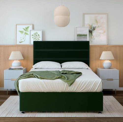 Bedmaster Plush Velvet Divan Base With Storage And Lined Headboard - Colour And Size Options (Emearld Green 2 Drawer, King (U.K. Standard))