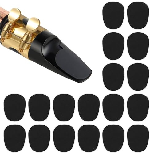 Funalix 32 Stück Mundstückkissen,Silikon Mundstückaufnäher,Bissgummi Klarinette,für Anfänger, Klarinette & Alt/Tenor Saxophone (Schwarze/0.8mm)