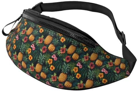 Crossbody-Bauchtasche für Damen und Herren, Motiv: tropische Blumen, Ananas, leicht, Laufgürteltasche