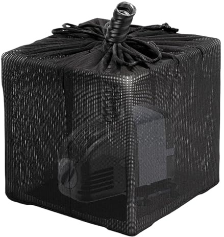 Teichpumpentasche - PP Polyester 26x26x26cm | Pump-Netzbeutel mit Kordelzug, feinmaschiges Sieb, langlebig, verstellbar, verstopfungssicher, schützend, leicht zu reinigen für Aquarien | Verwendung der
