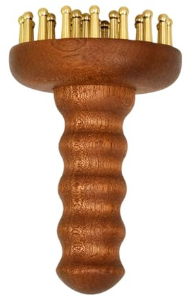 Copper Head Massage Comb, Gua Sha Scraping Tool, 29 Teeth Scalp Brass Body Massager with Ergonomic Handle, Shoulder Massager Tool, Relaxation with Design, Massage for Women Men Home Travel