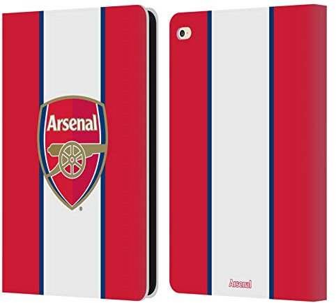 Head Case Designs Offizielle Arsenal FC Streifen 3 Wappen 2 Leder-Wallet-Hülle Kompatibel mit Apple iPad Air 2 (2014)