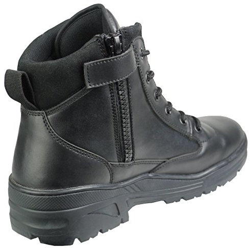 Savage IslandFull Leather Combat Mid Height Boots Side Zip Cadet Army Patrol Security Military, Black, 10 UK