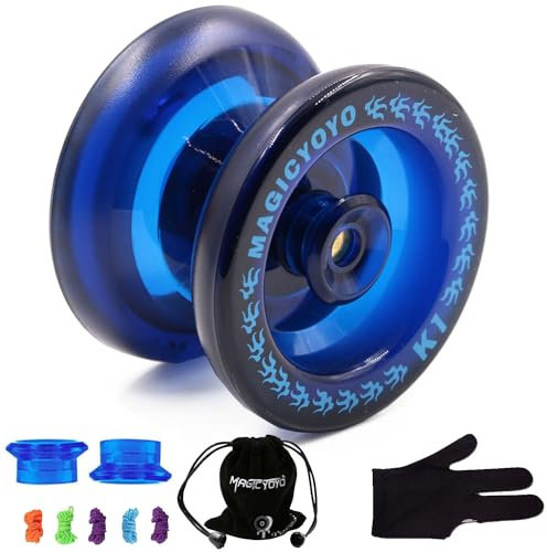 MAGICYOYO Principiante Yo-yo K1 Responsive Yoyos con Yo Yo Pouch Glove 5 corde Giocattolo per 8+ bambini Blu marino