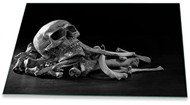 Herdabdeckplatte Abdeckung Ceranfeld Abdeckplatte Schneidebrett 1-Teilig 80x52 Totenkopf Skelette Totenschädel Schwarz Spritzschutz Glasplatte Ceranfeldabdeckung Sicherheitsglas Glasschneidebrett