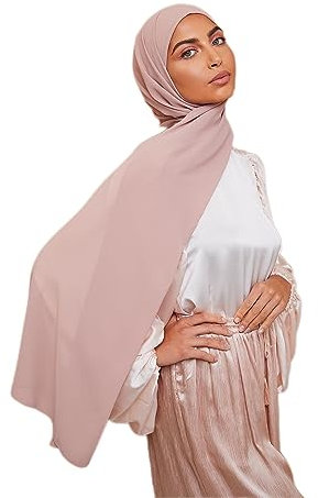 Voile Chic Pink Taupe Premium Chiffon Wickelkopftuch (rutschfest)