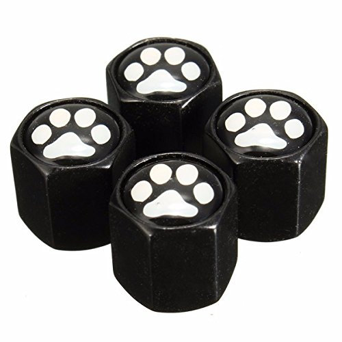 Forspero 4Pcs Aluminum Alloy Footprint Pattern Car Wheel Tire Valve Stem Covers Caps Black