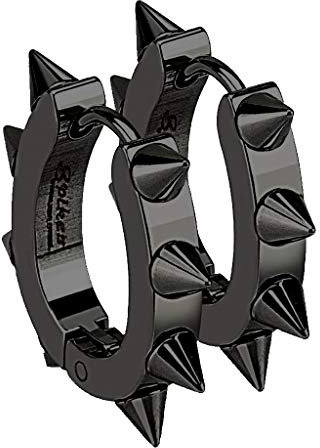 Autiga® Creolen Klappcreolen Ohrringe Edelstahl Spikes Stacheln Herren Damen Gothic Punk schwarz2