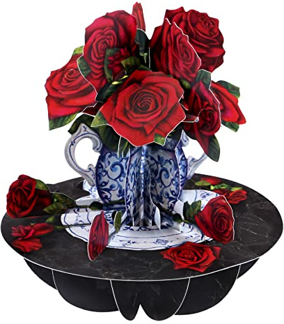 SANTORO Pirouette, 3D Pop Up Greeting Card - Roses - For Her, For Mum, Birthday, Mothers Day, Valentine's Day | Flowers, Bouquet, Red Roses, Blooms