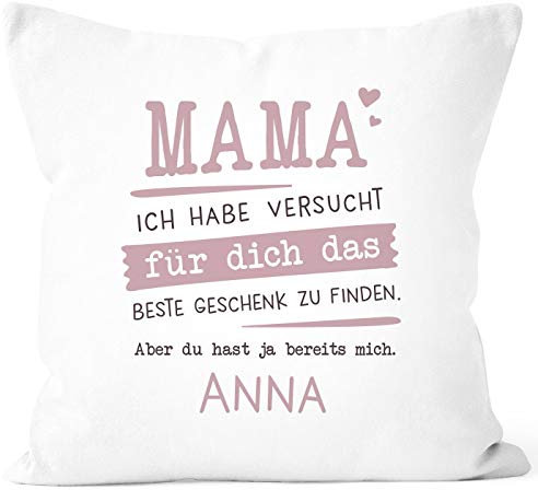 SpecialMe® Kissen-Bezug personalisiertes Geschenk Spruch Papa/Mama/Oma/Opa Ich Habe versucht Finden anpassbarer Name Dekokissen Mama - 1 Name weiß 40cm x 40cm