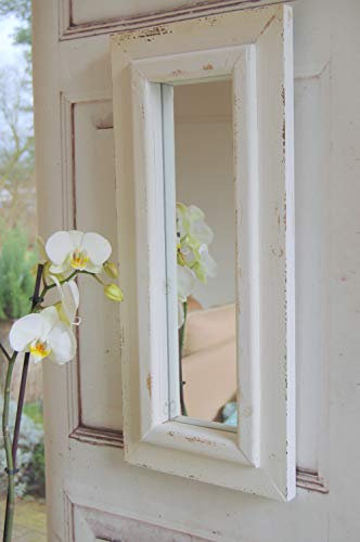 Landhaus Wandspiegel,Spiegel Helena in Shabby Antique Chic weiß/Holz, H. 50 cm