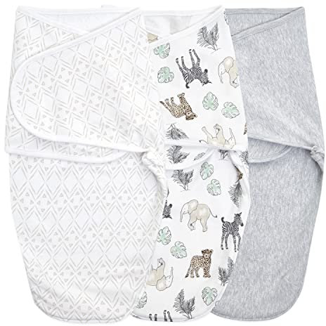 aden + anais essentials Easy Swaddle™ wrap, Baby-Pucksack für mühelos pucken, Wickel-Pucktuch aus 100% Baumwolle für Neugeborene, 0-3 Monate, 1,0 TOG, 3er-Pack, Toile