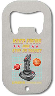 Stay On Target Retro Gaming Poster Pixel Art Abrebotellas de Acero Inoxidable