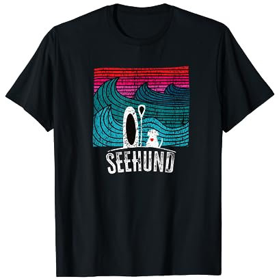 Stand up Paddling Board mit Hund lustiges Seehund T-Shirt