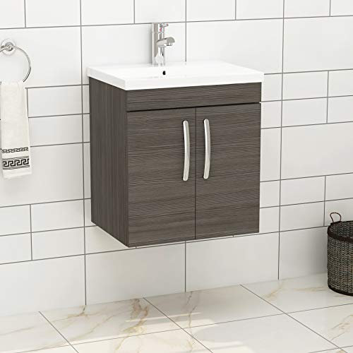 Grey Elm Bathroom Furniture Vanity Units (500mm WH Mid-Edge 2-Doors)