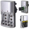 AA AAA Battery Charger 4 Bay with Plug, Fast Battery Charger for AA AAA & 9V(PP3) Sizes NiMH or NiCD Rechargeable Battery (Battery Not Included)