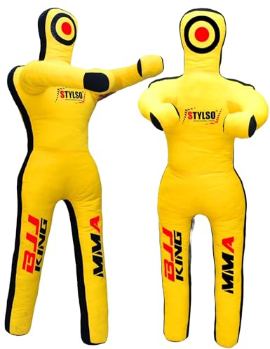 Stylso Wrestling Dummy Grappling Dummies - BJJ Schnuller Judo Karate Jiu Jitsu Practice Dummy - Ungefüllt (Gelb, 152,4 cm)