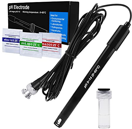 Hoch Richtigkeit pH Elektrode mit Kalibrierung Pulver, 0-14 pH Sonde mit BNC Verbinder & 300cm Kabel für Breit Anwendung