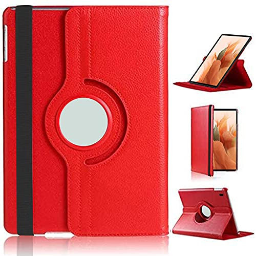 DN Technology Case For Samsung Galaxy Tab S8 Plus / S7 FE / S7+ 12.4 inch Multi Angle 360° Rotating Smart Folio Protective Tablet Cover with S Pen Holder (RED)