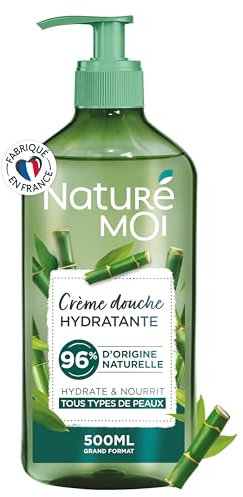 NATURE MOI - Crème Douche - Au Bambou Bio du Rhône - Gel douche hydratant et nourrissant - Peaux Normales - 96% d'Origine Naturelle - 500ml - Fabriqué en France
