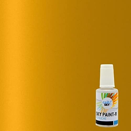 CARSKY stylo retouche peinture carrosserie compatible avec Peugeot Jaune Faro Nacre KLT (flacon pinceau 20ml) + vernis brillant (flacon pinceau 20ml)
