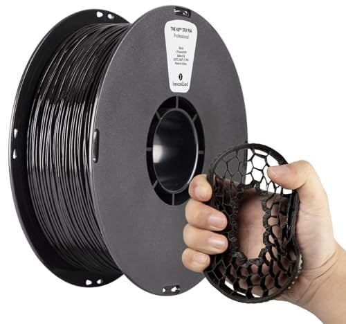 kexcelled TPU 95A Filament, Flexibel und Weich, Hervorragende Elastizität, 1,75mm 1kg Spule Rolle, 3D Drucker Materialient, Vakuumverpackung, für FDM Druckern, Schwarz