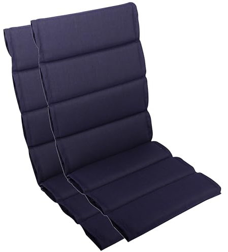 LILENO HOME Gartenstuhl Auflagen als [2er Set - Hochlehner] in Dunkelblau - Bequeme Liegen als Sitzauflagen für Gartenmöbel - Stuhlkissen für Gartenstühle und Klappstühle