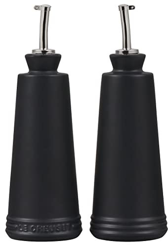 LE CREUSET Signature Stoneware Oil & Vinegar set, 10 oz. each, Black Onyx