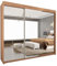 UK SLIDING WARDROBE Modern Full Size Double Mirrors 2&3 Sliding Doors Wardrobe With Adjustable Shelves, Hanging Rails,Bedroom Furniture (Oak, 250cm)
