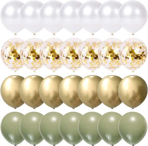 Palloncini Verde Salvia Oro Bianchi Sipeayan 60 Pezzi 30 cm Palloncino Verdi Oliva Dorati Bianco Coriandoli Metallizzato Palloncini Lattice per Compleanno Matrimonio Baby Shower Battesimo Decorazione