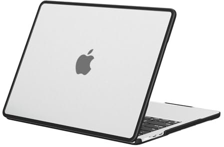 BlueSwan TPU Cover compatibile con MacBook Air 13,6 Pollici M2 M3 M4 2022 2024 2025 (A2681 A3113 A3240) Bordo Anti-collisione, Mac 13 Custodia Rigido Protettivo - (Bordo Nero) Trasparente Opaco